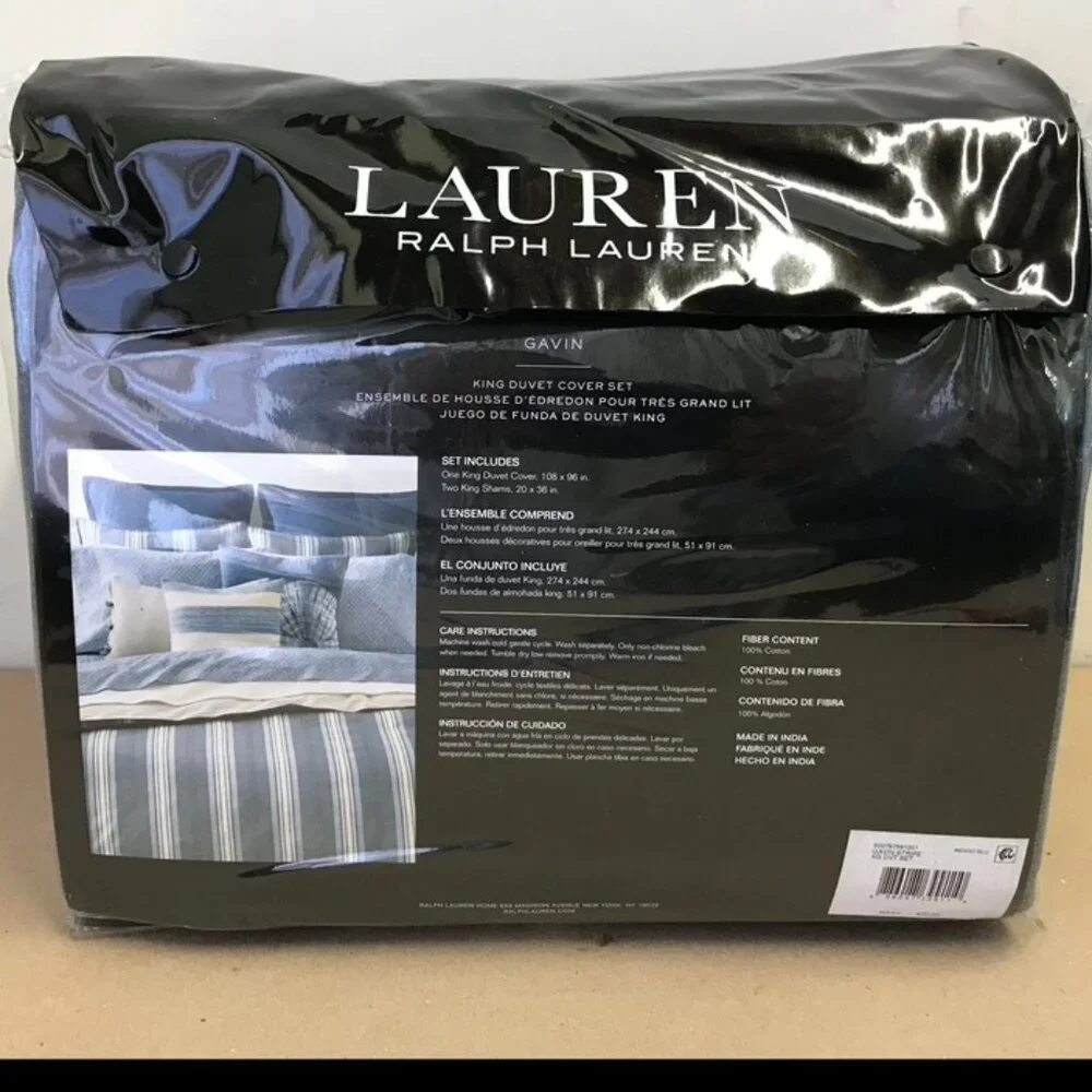 11 Pc Set Lauren Ralph Lauren Gavin Stripe Reversible King Duvet Cover